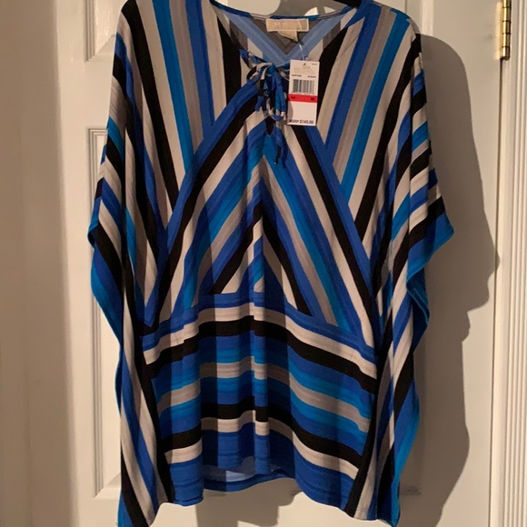 Michael Kors Striped Blouse Tunic Top - Picture 2 of 3